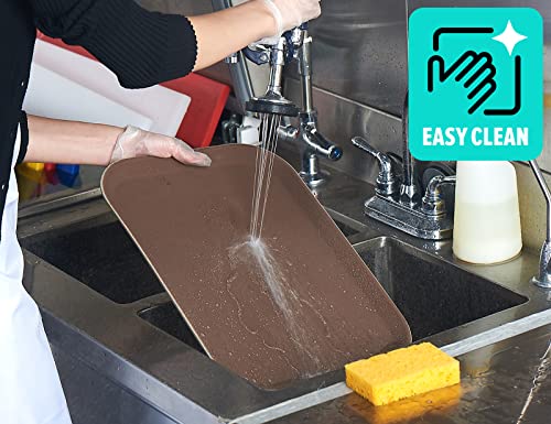CURTA 2-Pack Restaurant Grade Non-Slip Tray, NSF, 22 Inch x 16 Inch, Plastic Rubber Lined Rectangular Serving Tray, Brown - color: Brown-rectangular, size: 16 Inch x 22 Inch