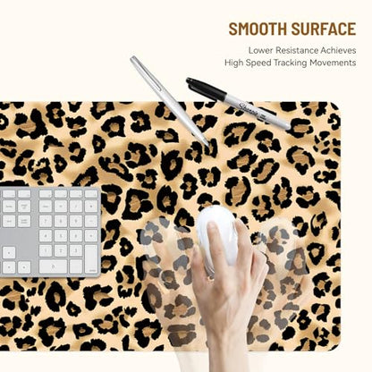 Mousepad Desk Mat Gaming Large Keyboard Cute Office Desktop Computer Laptop XXL Long Big Kawaii Aesthetic Girly Pretty Design Women Girl Gamer Oversized Wide 30x12'' Mousepad, Leopard - color: Leopard