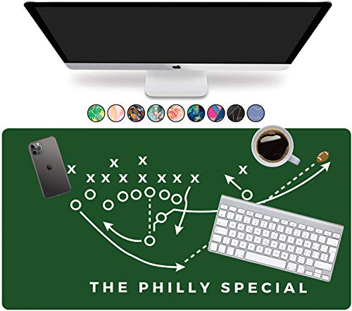 French KOKO Large Philadelphia Football Desk Mat 36" x 16.5" – XL Desk Pad Mat Featuring the Philly Special Play, Oversized Mouse Pad Protector, for Men, Teen Boys, Dad, Office - color: Philly Football: Philly Special, size: 16.5" x 36"