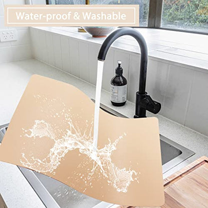 Wipeable Placemats Leather Table Mats Waterproof Heat-Resistant Easy to Clean for Dining Table Set Kitchen Table (2, Buff) - color: Buff, size: set of 2