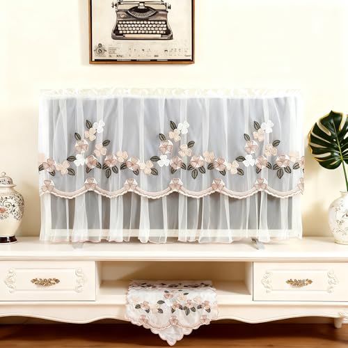 Lace Tv Cover Dust Cover, Indoor Computer Screen Protection , Lace TV Screen Protector Cloth, Antistatic Television Monitors Dust Proof (Size:50inch) - size: 50