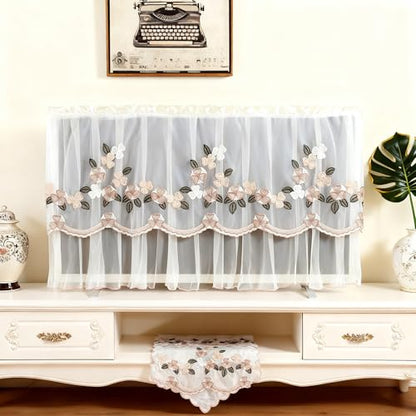 Lace Tv Cover Dust Cover, Indoor Computer Screen Protection , Lace TV Screen Protector Cloth, Antistatic Television Monitors Dust Proof (Size:55inch) - size: 55