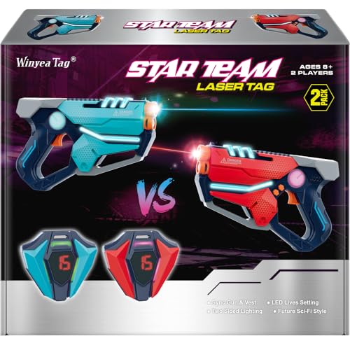 Laser Tag Set of 2, Lazer Tag Game with LED Score Display Vests for Kids,Teens & Adults, Birthday Gift Toys for Kids Ages 8 9 10 11 12+Year Old Boy & Girls - size: 2 Pack