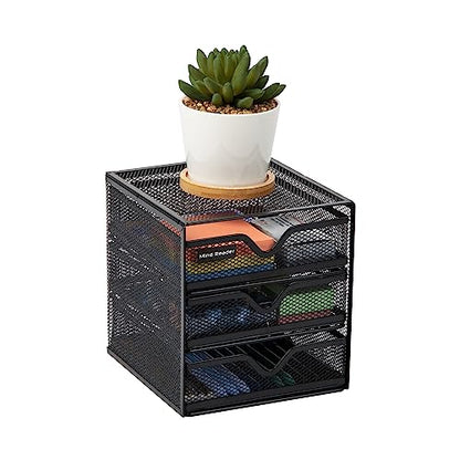 Mind Reader Desktop Accessory Storage, Desk Supplies, Organizer, Office, Metal Mesh, 6.25" L x 6.5" W x 6.5" H, Black (Pack of 4) - size: 6.25"L x 6.5"W x 6.5"H (Pack of 4)