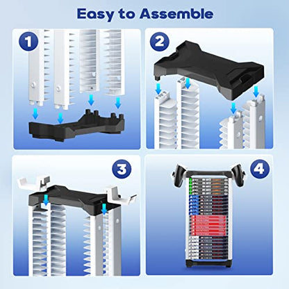 Nargos Video Game Storage Tower Universal for PS5/PS4/PS3/PS2/Xbox One/Xbox 360 And Xbox Series X/S/Wii/Switch/Switch 2 Game Cases, DVD And Blu-Ray Disks, Organizer Para Juegos, Regalo Gamer (23 Pcs) - size: 23 Pcs