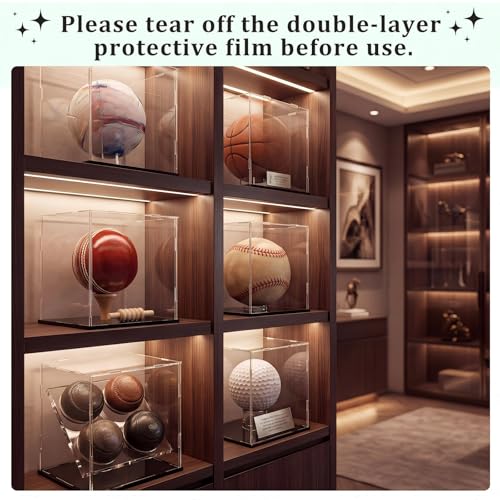 Yungyan 1 Pack Clear Self-Assembly Acrylic Display Case Transparent Dust Proof Protection Showcase for Figurine Collectibles Basketball Soccer Football Helmet (8 x 8 x 8 Inch) - size: 8 x 8 x 8 Inch