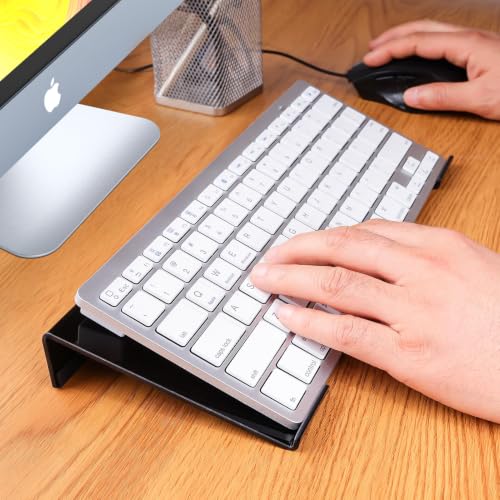 Egchi Acrylic Computer Keyboard Stand for Desk, Keyboard Riser Tilt Lift, Keyboard Holder for Desktop, Desk Keyboard Lifter（Black） - color: Black 11.8in L* 5.1in W* 1.3in H