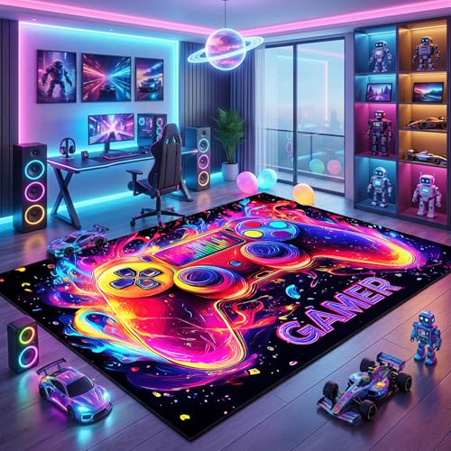 Gamer Rug for Boys Room - Gaming Rug, 6'x8' Gaming Carpet for Teens Boys Playroom, Video Game Carpet for Bedroom Living Room Playroom Gameroom Decor Floor Mats - color: Gaming-433, size: 6' x 8' (Rectangular)