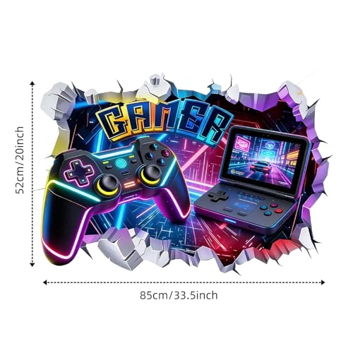 Game Wall Decal Large 3D Gamer Wall Stickers - Gamer Controller Gaming Wall Decals Peel and Stick for Boys Room Teenagers Boy Bedroom Playroom Wall Decor Bedroom Playroom