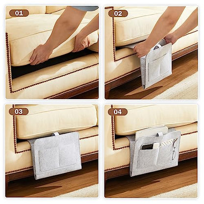 YOUDENOVA Bedside Caddy, Bedside Organizer for Dorm Room, Bunk Bed, Light Grey - color: Light Grey
