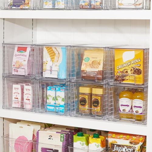 Vtopmart 2Pack Large Stackable Pantry Storage Drawers, Clear Organizer Bins with Handles, Acrylic Drawer Organizers for Kitchen, Pantry, Bathroom Undersink, Cabinet Organization and Storage - size: 2Pack 7"H