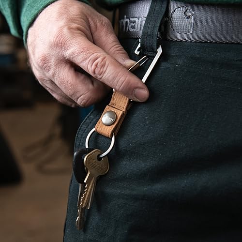 Carhartt Unisex Adult Durable Metal Key Keeper, Belt Loop Key Ring Holder with Self-Locking Metal Gate Clip for Car/Home Keys - color: Nylon Duck (Carhartt Brown)