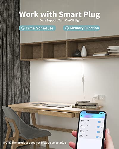 ASOKO Dimmable Desk Light Strip Bar, 3 Temps Under Cabinet Lighting with Memory Function, 24inch Plug in USB Led Undercounter Light for Kitchen/Shelf/Workbench/Desk (3000K/4000K/6000K) - size: 24 Inch