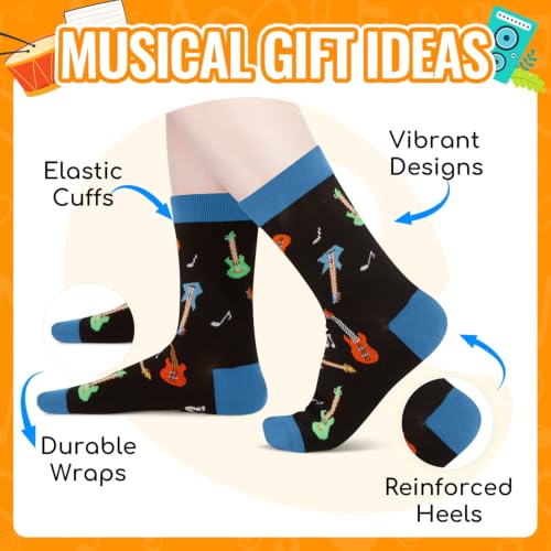 HAPPYPOP Music Gifts for Music Lovers - Guitar Saxophone Violin Socks for Musicians Players - color: Bass Super Power
