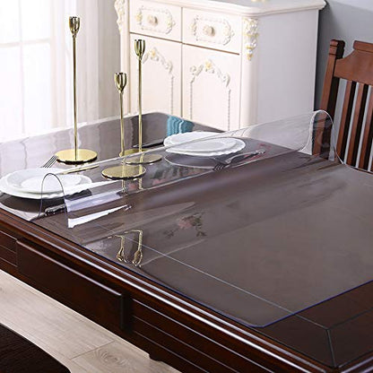 TV Bench Makeup Table -12x32 Inch Clear Table Cover Protector 1.5mm Thick Plastic Desk Pad Mat Children Painting Desk Pad Computer Desk Heat Resistance Rectangular Tablecloth Mat and Pet Feeding Mat - color: Clear Rectangle 1.5mm, size: 12" x 32"