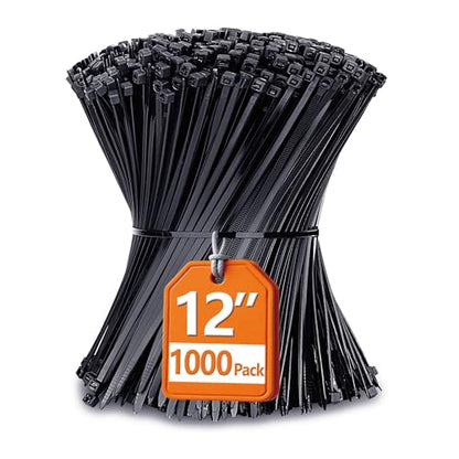 Zip Ties 12 inch with 45 lb Tensile Strength, Black Cable ties, 1000 Pack, ANOSON - size: 12"/1000 Pack (45 Lb)