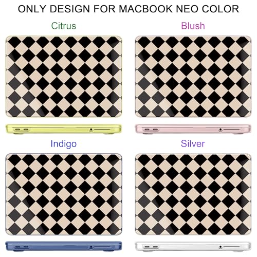 DONGKE Compatible with MacBook Neo 13 Inch Case 2026 A3404 A18 Pro chip & Touch ID, Plastic Hard Shell with Keyboard Cover, Screen Protector & Dust Plugs, Argyle Pattern - color: Argyle Pattern
