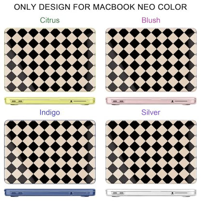 DONGKE Compatible with MacBook Neo 13 Inch Case 2026 A3404 A18 Pro chip & Touch ID, Plastic Hard Shell with Keyboard Cover, Screen Protector & Dust Plugs, Argyle Pattern - color: Argyle Pattern