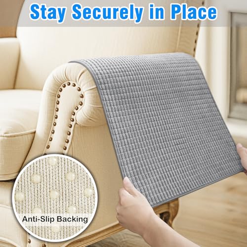 Couch Arm Covers, Sofa Arm Covers, Waterproof Armrest Cover for Sofa, Armchair, Loveseat, Headrest Cover, Non-Slip Recliner Arm Cover, Arm Chair Covers Set of 2 (Gray, 19"×19") - color: Grey, size: 19" x 19" - 2 pcs