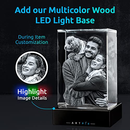 ArtPix 3D Crystal Photo, Personalized Gifts for Women, Wife, Mom, Her, Him, Men, Great Customized Gift With Your Own Photo - Anniversary, Wedding, Birthday - Custom Glass 3D Laser Etched Picture Frame - size: Large, style: Portrait