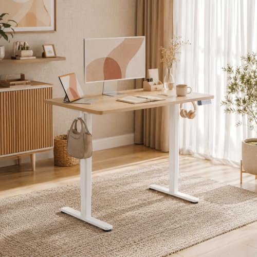 Claiks Electric Standing Desk 48 x 24 Inches, Motorized Sit Stand Desk with 3 Memory Presets & Cable Management, Spacious Ergonomic Computer Workstation for Dual Monitors & Gaming Setup, Nature - color: Nature, size: 48 Inch