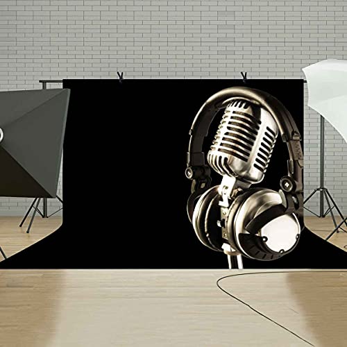 9x6ft Music Theme Birthday Background Microphone Birthday Party Decoration Music Theme Party Photography Background Props BJAY13 - size: 9x6FT