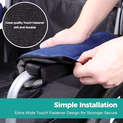 lefeke 2 Pack Wheelchair armrest Pads - Soft Velvet Foam armrest Covers for wheelchairs, Office Chairs and armchairs, etc., Effectively relieves arm Pressure and Prevents Soreness (Blue) - color: Blue
