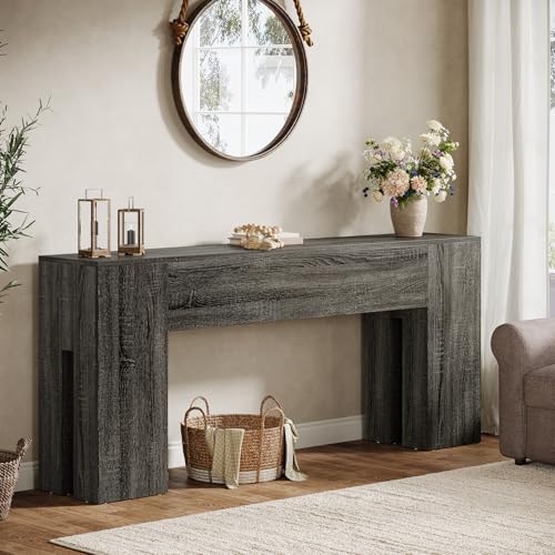 Tribesigns 71-Inch Long Console Table for Entryway, Farmhouse Sofa Console Behind Couch, Entry Table for Hallway, Foyer, Living Room, Gray - color: Grey