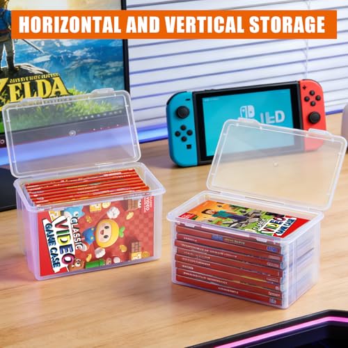 tutata Plastic Video Game Holder, Game Disc Storage Box Compatible with Switch Game Holder - Clear
