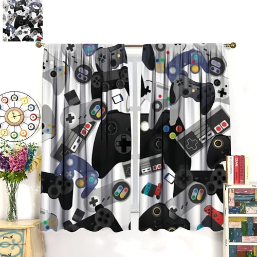Gamer Curtains, Gamepad Modern Controller Games Console Window Curtains for Boys Girls Kids Room Bedroom Living Room 42" W X 45" L - color: Gamepad-6, size: 21"W x 45"L (Pack of 2)