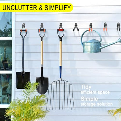 10 Pack Garage Hooks Heavy Duty Storage Organizer Wall Mount Power and Garden Tool Hangers, for Hanging Ladders, Ropes, Hose, Bulk Items - color: Black 10 pack