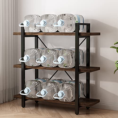 3 Tier Bookshelf Modern Rustic Open Bookshelf Office Solid Wood Bookcase and Book Shelves Wood and Metal Shelving Unit,Distressed Brown (AY-02-3Tier) - size: 3Tier