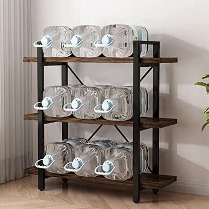 3 Tier Bookshelf Modern Rustic Open Bookshelf Office Solid Wood Bookcase and Book Shelves Wood and Metal Shelving Unit,Distressed Brown (AY-02-3Tier) - size: 3Tier