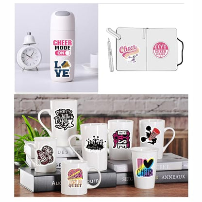 110PCS Cheer Stickers, All Vinyl Waterproof Cheerleader Decals, Perfect Cheer Gifts for Cheerleader Cheer up, Motivational Positive Stickers for Water Bottles Laptop Computer Luggage Cup - style: Cheer Stickers