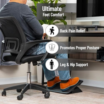 Mind Reader Foot Rest, Under Desk at Work, Ergonomic, Height Adjustable, Office, Plastic, Black - size: Plastic Foot Rest