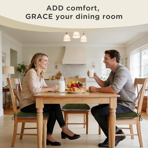 AddGrace Chair Cushions for Dining Chairs Set of 2 Non-Slip Kitchen Seat Cushions with Ties Tufted Thick Seat Pads for Indoor Kitchen Dining Furniture 17"x16"x3" Dark Green - color: Dark Green