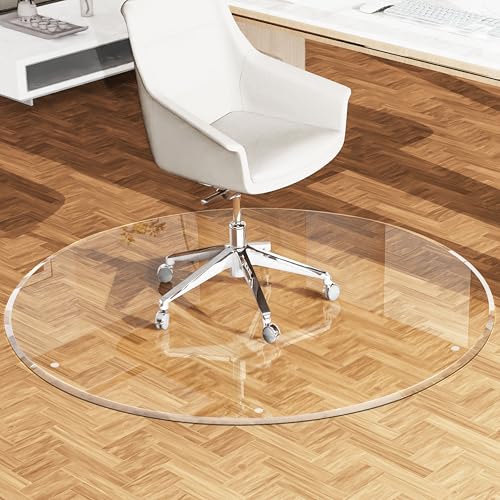 MESAILUP Beveled Edge 36" Round Office Chair Mat for Carpet or Hardwood Floor Crystal Clear, 36" x 36" for a Smooth Glide and Easy Roll On/Off, Heavy Duty and Non-Slip Floor Ultimate Clear Chair Mat - color: Clear, size: Round-36" x 36"