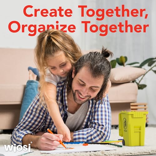 Wiosi Mini Garbage Trash Pen Holder for Desk and Tiny Recycle Bin Pencil Holder Red & Yellow, Pack of 2 - Storage for Pencil & Pen | Office Stationery to Organize the Desk | Ideal for Student Work - color: Red-Yellow, size: 5"