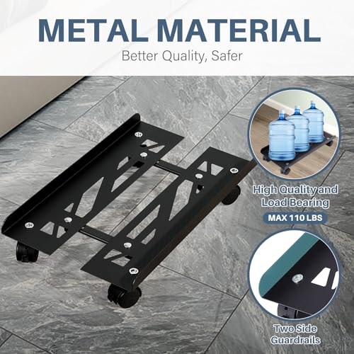 Mobile PC Stand, Adjustable Metal Computer Tower Stand, PC Floor Stand with 4 Locking Caster Wheels, PC Tower Stand, CPU Holder, PC Cart PC Riser Fits Most PC for Gaming Office Desk