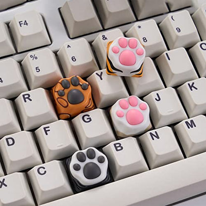 SYA ZOMOPLUS Cute Keycaps,Novelty Cat-Claws Keycap 3D Model OEM Profile Keyboard Keycaps Squishy-Paws Custom Key Caps for Cherry MX Switches Mechanical Gaming Keyboard Catpaw ESC-Key Keycap(4 Keys) - color: 4 Keys