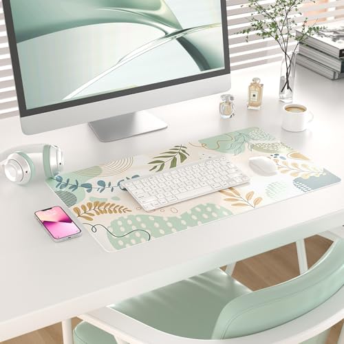 Colorful Star Minimalist Large Mouse Pad, Abstract Botanical Waterproof Desk Mat, Boho Computer Gaming Mouse Pad, XL Full Desk Mousepad Non Slip Writing Pad for School Office Home 23.6" x 13.8" - color: Abstract Leaves, size: 23.6L x 13.8W inches