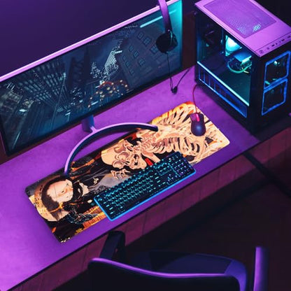 BELLEMOND Japanese Art Desk Mat | Large 31.5x11.8in Anime Mouse Pad for Keyboard & Mouse | Non-Slip Base, Water-Repellent | Original Japanese Design | Yokai Rising - color: Yokai Rising