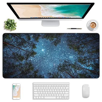 Extended Gaming Mouse Pad, XXL Large Mouse Mat 30 x 14 Inch, Big Computer Keyboard Mousepad, Waterproof Desk Pad with Stitched Edges and Non-Slip Base for Women Office Gaming, Galaxy Tree - color: Galaxy Tree