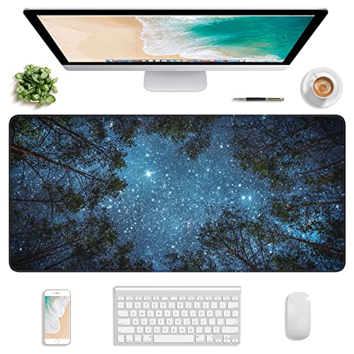 Extended Gaming Mouse Pad, XXL Large Mouse Mat 30 x 14 Inch, Big Computer Keyboard Mousepad, Waterproof Desk Pad with Stitched Edges and Non-Slip Base for Women Office Gaming, Galaxy Tree - color: Galaxy Tree