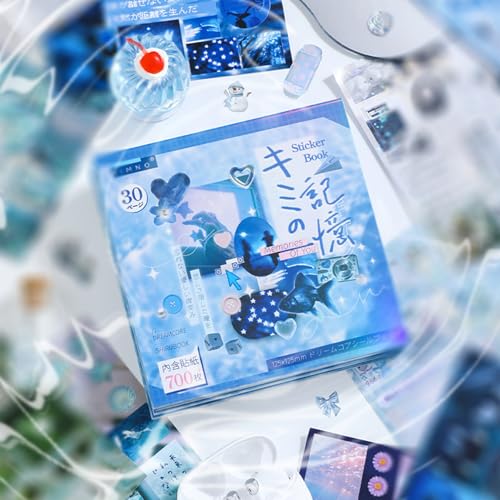 Memory-Themed Japanese Sticker Book: 700+ Die-Cut Glossy & Matte Stickers - 30 Sheets for Scrapbooking, Junk Journals, Planners-Prayer Board Supplies-Vision Board Supplies - color: Memory