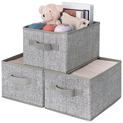 GRANNY SAYS Small Closet Storage Bins for Shelves, Storage Basket with Handles, Collapsible Storage Boxes, Decorative Organizers for Living Room Bookshelf, Gray, Small, 3-Pack - color: Ash Gray, size: Small