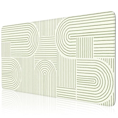 iCasso Green Desk Matt for Desktop, Cute Desk Pad Mat, Large Mouse Pad, Anti-Slip Big Mousepad with Stitched Edges, Keyboard Pad for Computer(Green) - color: Line-Green