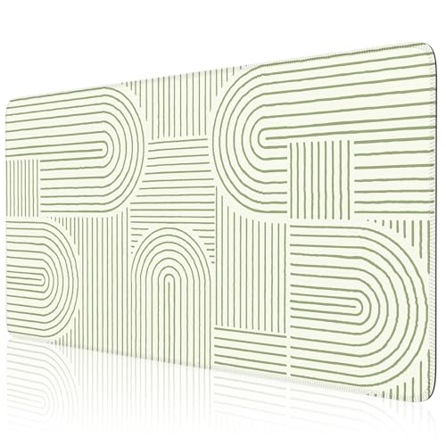iCasso Green Desk Matt for Desktop, Cute Desk Pad Mat, Large Mouse Pad, Anti-Slip Big Mousepad with Stitched Edges, Keyboard Pad for Computer(Green) - color: Line-Green