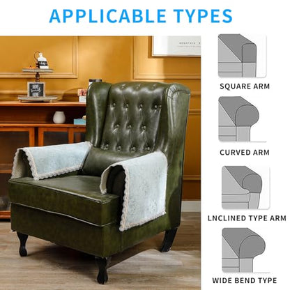 MINJIATEX Couch arm Covers,Non-Slip lace Sofa arm Covers Set of 2 Washable Sofa armrests Cover for Living Room Recliner Chair arm Cover Protectors for Leather armrest (FH-Grayish Blue) - color: Fh-grayish Blue