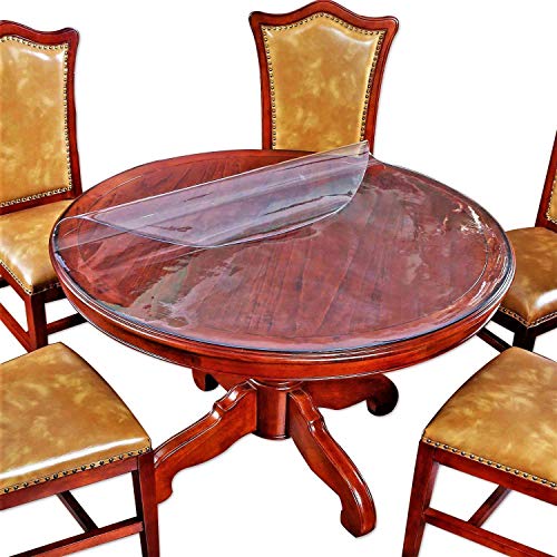 Large Clear Round Dining Table Protector Wood Furniture Tabletop Protective Cover Clear Plastic Tablecloth Round Soft Glass Topper Chair Cursions Mat Pads Eco Polyester PVC Vinyl 31 Inch Diameter - color: Upgraded Clear Color, size: 31"(Round)